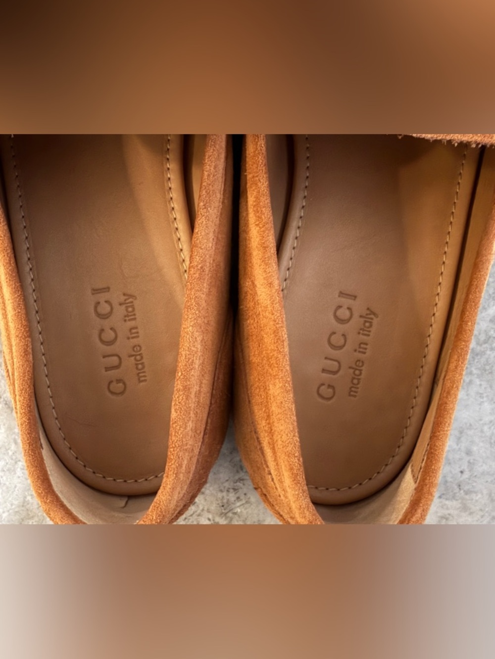 GUCCI JORDAAN  Horsebit Suede Loafers Harness Brown 10 / 10.5 US Tan/Beige - Picture 8 of 10